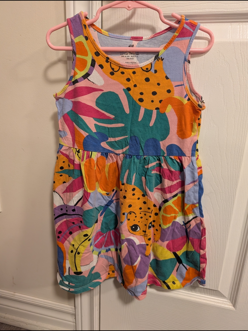 H&M Girls Orange, Pink & Teal Tropical Print Tank Dress